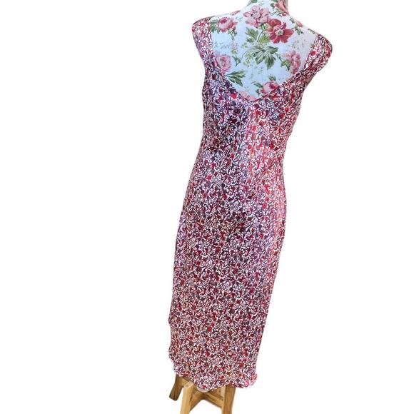 Lilly of France Union Made Sleep Wear Slip Flower Print USA made Red Multicolor - Picture 4 of 8